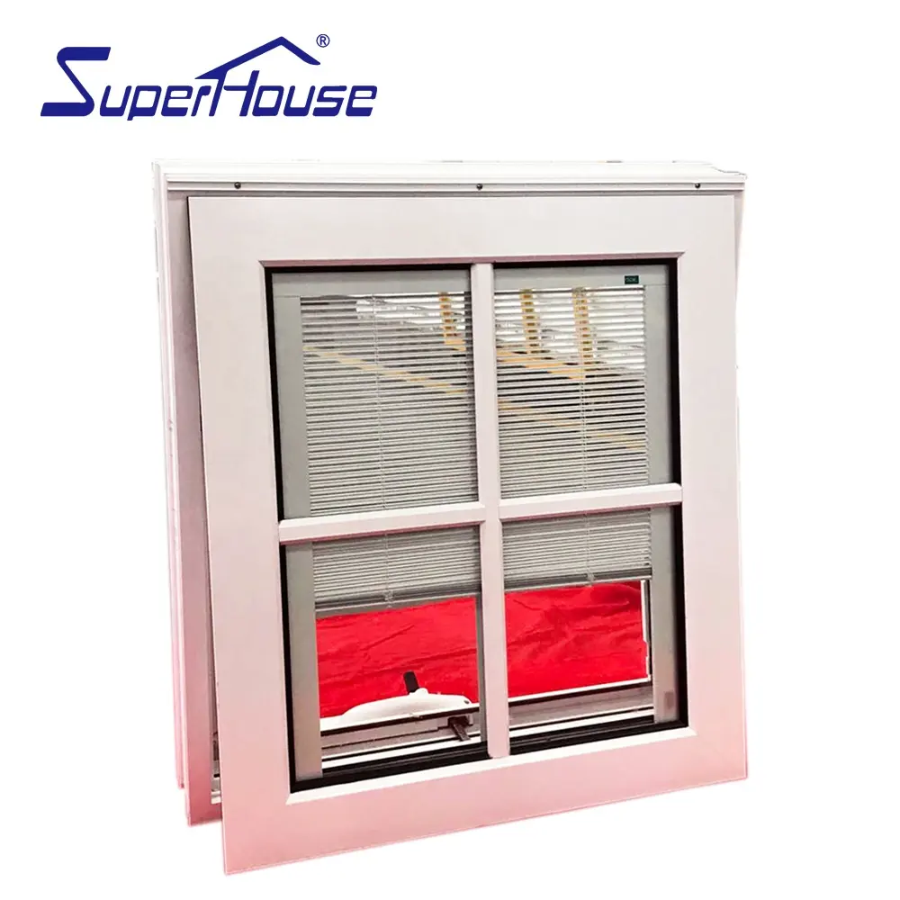 Ware white aluminum insulated tempered glass with blind shutter inside chain winder awning window