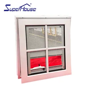 Ware White Aluminum Insulated Tempered Glass With Blind Shutter Inside Chain Winder Awning Window