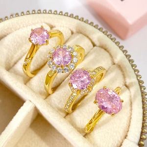 Bagues de promesse tendance plaquées or, brillantes, classiques, en zircon cubique, pour femmes - Product Image 6