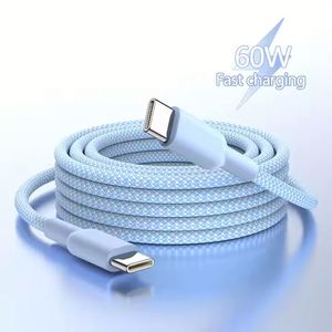 Wholesale Nylon Pure Copper Conductor Braid Shielding 60W PD <b>USB</b>-<b>C</b> <b>to</b> Type-<b>C</b> 3A Fast Charging <b>Cable</b> for Computer Earphone - Product Image 1