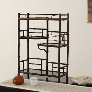 Handmade Bamboo <b>Tea</b> Storage Rack Black <b>Standing</b> Non Folding <b>Tea</b> Ceremony Accessories Anji Origin Cp0987 - Product Image 4