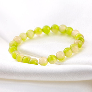 Pulsera de ojo de gato de cristal con gradiente verde de 8 mm, regalo de joyería unisex - Product Image 5