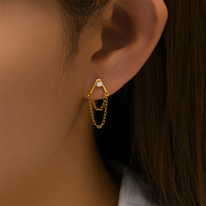 Pendientes de Plata de Ley 925 CANNER con Circonitas, Baño de Rodio, Diseño de Borla y Forma de A, para Uso Diario - Product Image 4