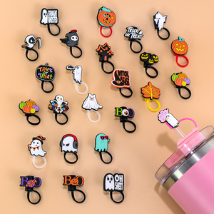 En gros, Capuchon de <span class=keywords><strong>paille</strong></span> en silicone 2D de 8 mm sur le thème d'Halloween, motif Chapeau de sorcière 'Trick or Treat', avec sangle, parfait pour la décoration des boissons d'automne - Product Image 2