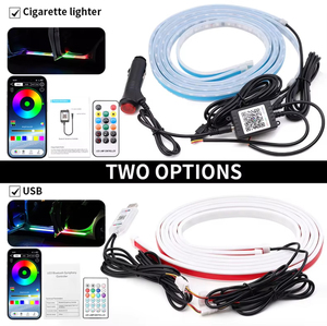 ไฟ LED RGB สำหรับขอบประตูรถยนต์ แบบมีสีสันไล่ระดับ พร้อมรีโมท ใช้กับช่องจุดบุหรี่ในรถยนต์ - Product Image 1