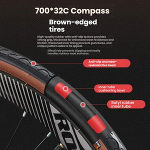 <span class=keywords><strong>Vélo</strong></span> tout-terrain 700C avec frein à disque, <span class=keywords><strong>vélo</strong></span> de <span class=keywords><strong>route</strong></span> en gravier avec <span class=keywords><strong>cadre</strong></span> rigide en alliage d'aluminium, 27 vitesses pour tous les terrains, randonnée à <span class=keywords><strong>vélo</strong></span> - Product Image 6