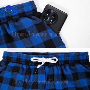 לוגו מותאם אישית בופלו גינגהם רך פלנל רחב מכנסיים ברגל בינוני מתאים רופפים נשים פיג 'מה נשים שינה ללבוש ללבוש dtf עיצוב מסך dtf - Product Image 6