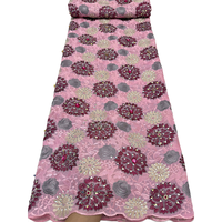 NI.AI Dentelle africaine de luxe brodée, dentelle colorée en cordon, dentelle nigériane soluble dans l'eau avec pierres pour vêtements, dentelle voile pour fête
