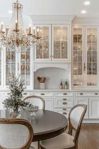 Armoires de cuisine sur mesure de style européen de luxe, directement de l'usine, modernes, gris clair, avec des unités de rangement intégrées et des vitrines en verre - Product Image 6