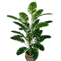 Venta al por Mayor de Planta Artificial Decorativa de Plátano del Viajero en Maceta, 24 Cabezas, Verde, Sin Maceta