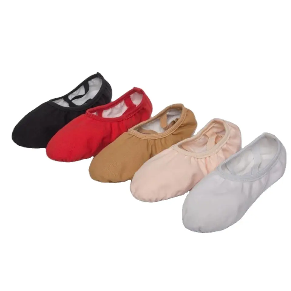 wholesale high quality leather split sole dance shoes flat ballet shoes women