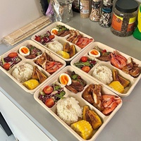 Assiette compartimentée jetable biodégradable de qualité alimentaire en bagasse, vaisselle écologique multi-compartiments pour fêtes, style tendance