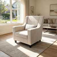 Fauteuil d'appoint moderne beige pour salon résidentiel, hôtel, villa, avec dossier haut et revêtement en velours, pour salon