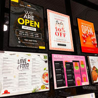 Bannière publicitaire portable avec logo personnalisé, impression rétroéclairée, affiche rectangulaire A4 en aluminium, écran LED intérieur, film promotionnel ultra-lumineux