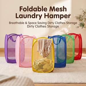 Paniers à linge pliables personnalisés 30*50cm, respirants, en filet nid d'abeille, pour le rangement des vêtements sales, pour la salle de bain - Product Image 1