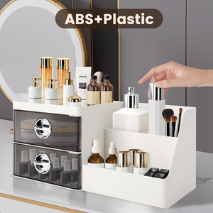 Luxury Double Multifunction Desktop Office Organizer Storage <b>Box</b> Cosmetics <b>Makeup</b> Brushes Powder Puff Face Cream School Home - Product Image 2