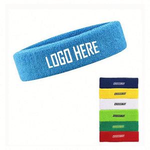 Bandeau de sport en tissu éponge avec logo personnalisé, absorbant la transpiration, en coton, pour la salle de sport, la remise en forme et l'entraînement - Product Image 1
