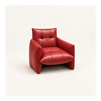 Fauteuil d'appoint moderne rouge rembourré, style cuir, fauteuil lounge à assise profonde, chaise de détente pour salon et coin lecture