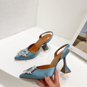 Zapatos de Tacón Alto con Cristales para Mujer, Zapatos de Novia de Verano, Cómodos, con Tacón Triangular, para Fiesta y Boda 2025 - Product Image 4