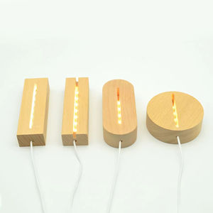 USB Wooden Base Lamp Led 3D Night <b>Light</b> Round Oval Rectangle Wood Led Night <b>Light</b> Base Wooden 3d Led Lamp Base 3d Night <b>Light</b> - Product Image 1