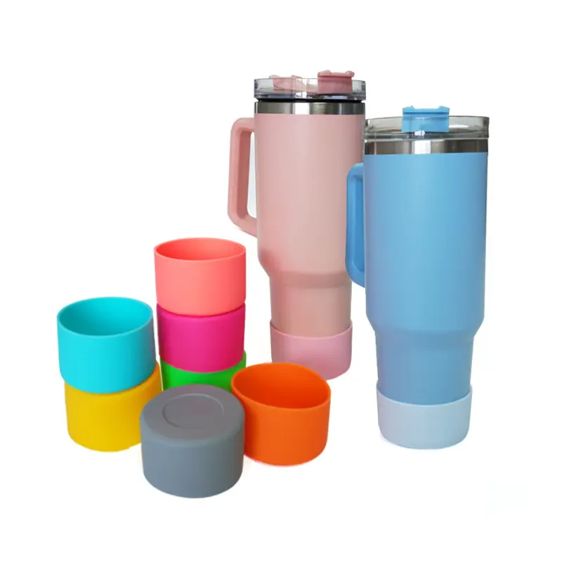 custom logo protective Tumbler Silicone Bumper Boot Bottle cup Bottom Sleeve Cover for tumbler stanley cups