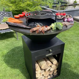 Corten Steel Charcoal BBQ Grills Square Or Round Outdoor Metal Grills For Indoor Garden Camping Use BBQ Grills