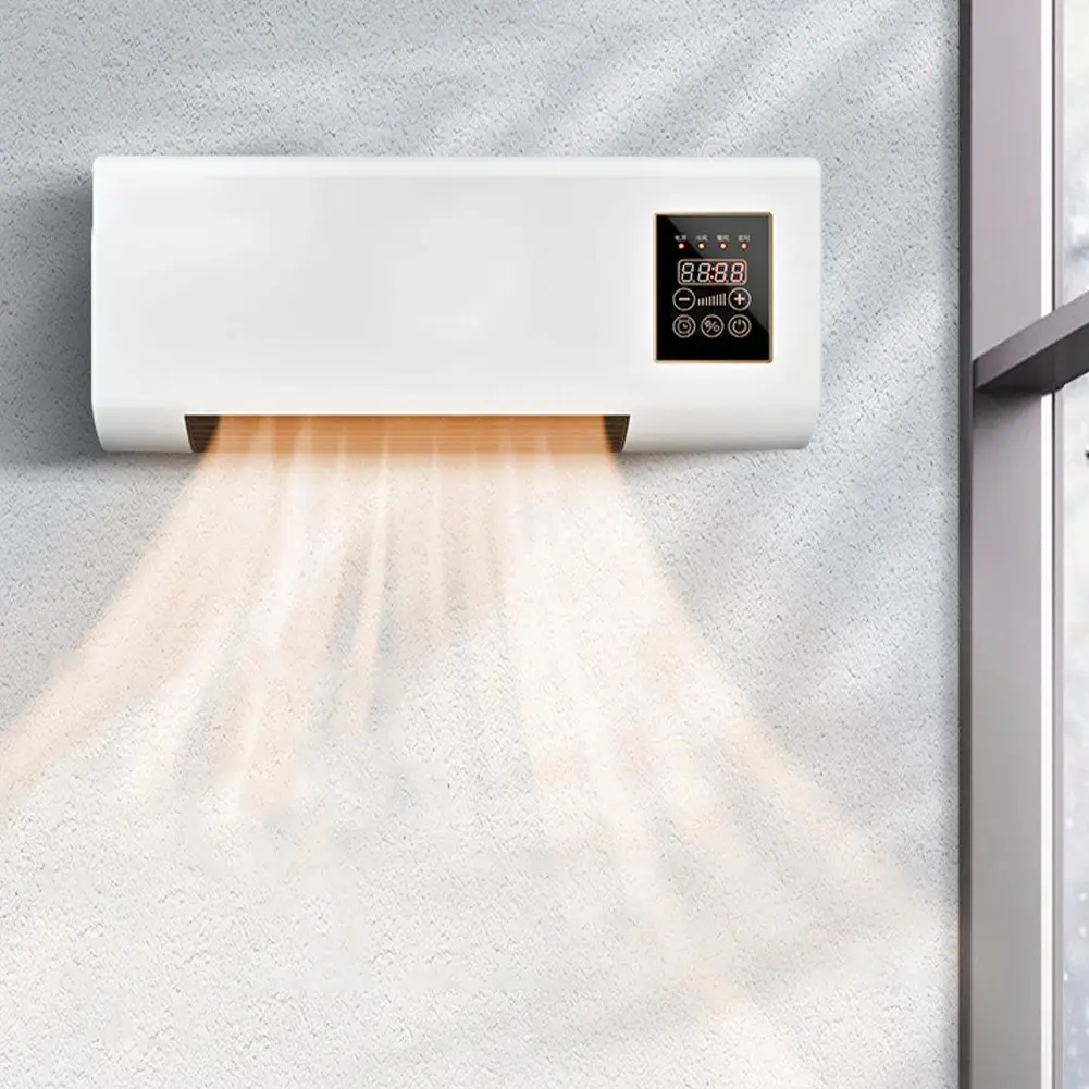 Ar condicionado e aquecedor elétrico de parede para uso doméstico, ventilador de uso duplo, ar condicionado e aquecedor com controle remoto