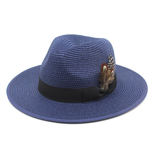 Sẵn sàng để tàu người đàn ông phụ nữ rộng vành Đỏ đáy Fedora Trilby Mũ phụ nữ đỏ dưới Panama mùa hè bãi biển rơm hat Sun hat UPF50 + - Product Image 2