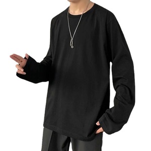 T-shirt à manches longues pour homme en coton 100% uni, coupe classique, anti-froissement, vente en gros, automne-hiver - Product Image 6