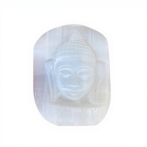 Tête de Bouddha en Sélénite Sculptée à la Main, Statue en Cristal Blanc Naturel, Décoration Spirituelle pour la Maison, Fournisseur en Gros - Product Image 6