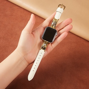Upro metal connector Luxury Top Grain Leather Watchband for apple Watch Women Dressy Thin Band for iWatch Series 10 11 Ultra - Product Image 2