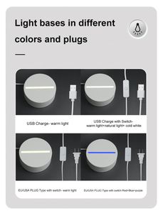 Vente en gros de bases lumineuses LED pour veilleuses acryliques 3D, veilleuses acryliques 3D, lampes de nuit 3D, avec sélection de modes d'éclairage multiples - Product Image 3
