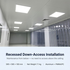 40W IP65 Reinraum LED-Panelleuchte 595x595 Access 6500K Fraunhofer <span class=keywords><strong>IPA</strong></span> Antibakteriell UGR22 Flimmerfrei für Krankenhäuser - Product Image 4