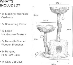 Tour <span class=keywords><strong>à</strong></span> <span class=keywords><strong>chat</strong></span> de luxe moderne pour grands chats, <span class=keywords><strong>arbre</strong></span> <span class=keywords><strong>à</strong></span> gratter pour chats <span class=keywords><strong>à</strong></span> branches réelles - Product Image 4