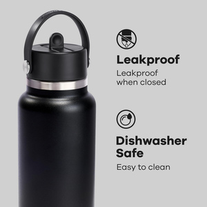 Gobelet isotherme personnalisé en acier inoxydable à double paroi, avec poignée, 3 couvercles, 500/750/1000 ml, éco-responsable, minimaliste, échantillon gratuit - Product Image 3