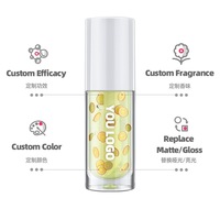 Vente en gros d'huile minérale hydratante de marque privée pour les lèvres huile de brillant à lèvres mignonne de haute capacité avec grand pinceau huile pour les lèvres Nature claire