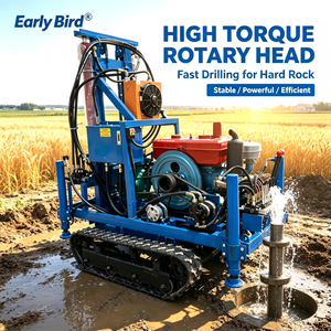 Foreuse hydraulique sur chenilles 100m 150m 200m pour puits d'eau, petite machine <span class=keywords><strong>de</strong></span> forage portable pour puits profonds et exploitation agricole - Product Image 1