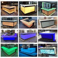 Comptoir de bar mobile en marbre Corian de luxe avec lumières LED Comptoir de bar mobile de taille personnalisée