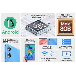 Estreno mundial Teclast P26T Android 13 Tablet 10,1 pulgadas IPS 4GB RAM 128GB ROM A523 8-Core Dual-Band Wi-Fi Type-C Widevine L1 - Product Image 3