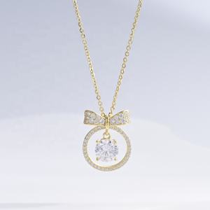 Collier pendentif planète en argent sterling 925 plaqué or 18 carats avec zircon, motif nœud rond délicat, personnalisable pour filles - Vente en gros - Product Image 3