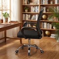 Chaise de bureau moderne à dossier en maille respirante, avec accoudoirs confortables, pivotante et à roulettes, pour la maison, le bureau et l'étude