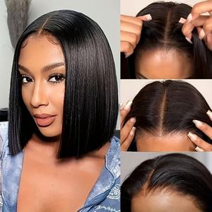 Perruques Bob Courtes en Cheveux Humains Brésiliens Sans Colle, Lace Front, Prix Abordable, Perruques-Naturel Cheveux Humain Bob <span class=keywords><strong>Lac</strong></span> Wig - Product Image 2