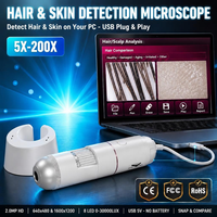 Microscope de détection capillaire et cutanée Pearl White PC 5X-200X 2.0MP USB, analyseur de cuir chevelu et de peau pour salon et clinique