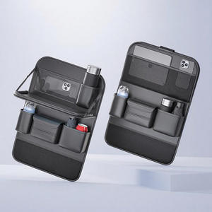 Bolsa de almacenamiento de cuero multifuncional para asiento de coche, organizador colgante de mesa de comedor plegable para respaldo de asiento de coche - Product Image 5