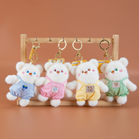 Porte-clés en peluche ours en coton PP doux, vente en gros, couleurs assorties, pendentif poupée de dessin animé avec clip métallique pour sacs