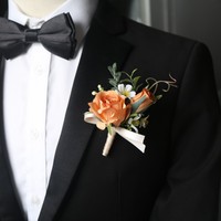 Pin bros bunga buatan harga pabrik Boutonniere mawar pengantin pria anak laki-laki teman pesta pernikahan setelan buket Mariage aksesoris