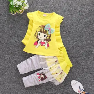 Детская одежда Весна-Осень корейский стиль для девочек малышей с мультяшным принтом маленькая красота с длинным рукавом набор для детей Прямая поставка