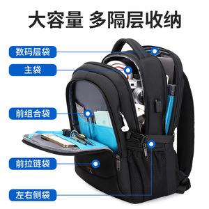 Duslang Laptop <b>Backpack</b> <b>Large</b> Capacity Casual Men USB Charging Shoulder Straps <b>Backpack</b> for Travel Work Study - Product Image 4