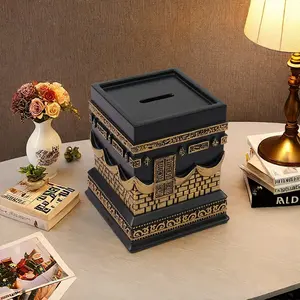 Tirelire <span class=keywords><strong>d</strong></span>écorative en résine - Motif islamique noir et or, boîte à monnaie <span class=keywords><strong>d</strong></span>écorative, idéale pour la <span class=keywords><strong>d</strong></span>écoration du salon - Product Image 1