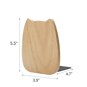 Wood <strong>Bookends</strong> for Shelves <strong>Cute</strong> Book Stopper Beech Book Holder Book Ends for Home Office Desk Decor - Product Image 3